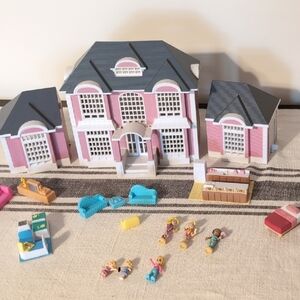 Charming Pink and Gray Dollhouse with Accessories